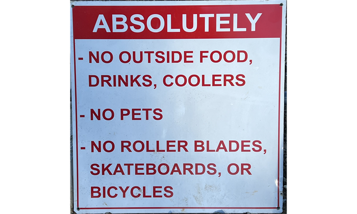 No outside food and drink and no Pets at Haubner Field